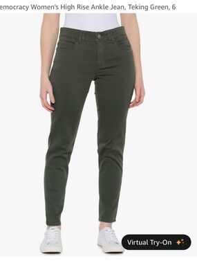Democracy High-Rise Ankle Jeans in Teking Green